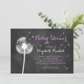 Maak een Wish. Uitnodiging tot baby shower (paars) (Staand voorkant)