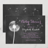 Maak een Wish. Uitnodiging tot baby shower (paars) (Voorkant / Achterkant)