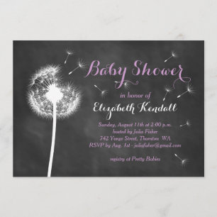 Maak een Wish. Uitnodiging tot baby shower (paars)