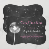 Maak een Wish. Zoete zestien uitnodiging (roze) (Voorkant / Achterkant)