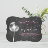 Maak een Wish. Zoete zestien uitnodiging (roze) (Staand voorkant)