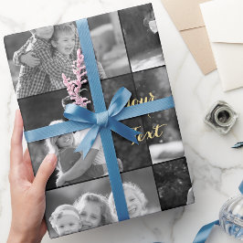 Maak een zwart-wit fotocollage met een vintage loo cadeaupapier