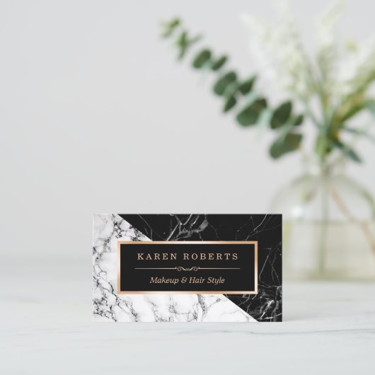 Maak een zwarte witte marmer van de artistieke art visitekaartje (Staand voorkant)
