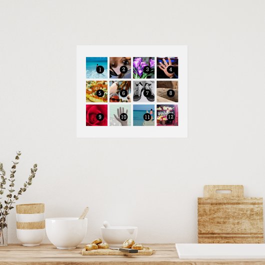 Maak eenvoudig uw eigen fotokunst met 12 afbeeldin poster (Keuken)
