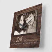 Maak eigen 5e trouwdag FOTOCADEAU naam Vierkante Klok (Hoek)