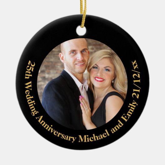 Maak eigen ANNIVERSARY FOTOCADEAU onder $15 Keramisch Ornament (Voorkant)