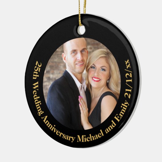 Maak eigen ANNIVERSARY FOTOCADEAU onder $15 Keramisch Ornament (Links)