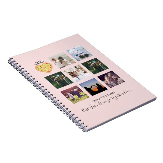 Maak eigen BFF-foto collage pizza cadeau Notitieboek (Rechterzijde)