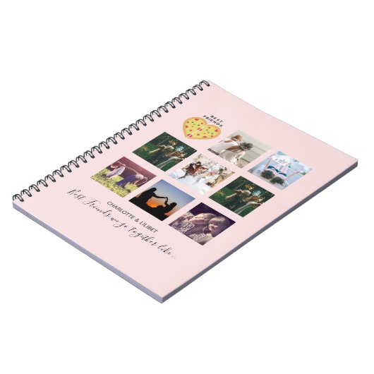 Maak eigen BFF-foto collage pizza cadeau Notitieboek (Linkerzijde)