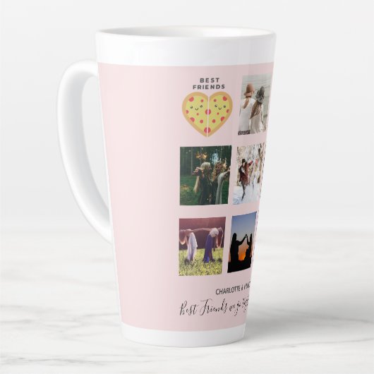 Maak eigen BFF-foto-collage Pizzacadeau Latte Mok (Linkerhoek)