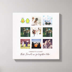 Maak eigen BFF-foto-collagecadeaus - Vegan avocado Canvas Afdruk