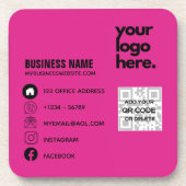 Maak eigen CERISE ROZE QR CODE Zakelijke kaart Log Bier Onderzetter (Voorkant)