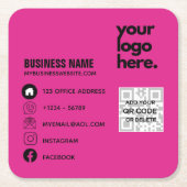 Maak eigen CERISE ROZE QR CODE Zakelijke kaart Log Kartonnen Onderzetters (Voorkant)