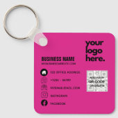 Maak eigen CERISE ROZE QR CODE Zakelijke kaart Log Sleutelhanger (Voorkant)