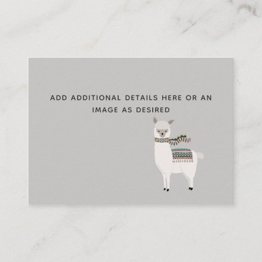 Maak Eigen Evenementdetails Inserts - Alpaca Llama Informatiekaartje (Achterkant)