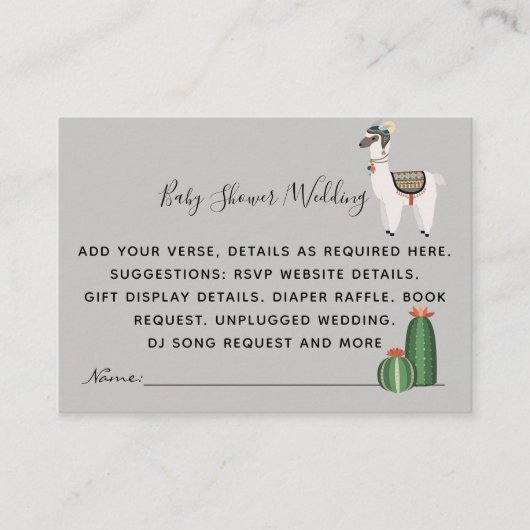 Maak Eigen Evenementdetails Inserts - Alpaca Llama Informatiekaartje (Voorkant)