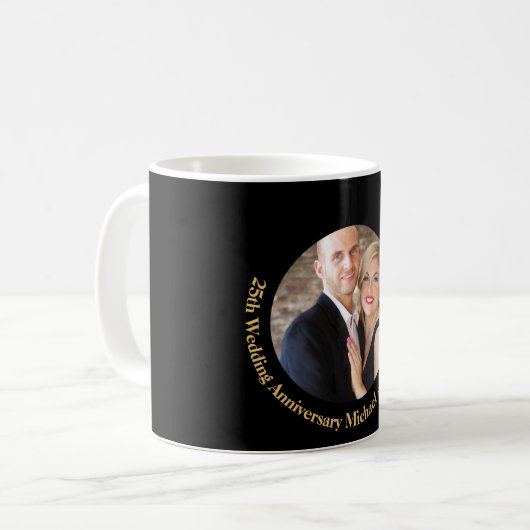 Maak eigen JUBILEUM FOTOCADEAU onder $15 Koffiemok (Voorkant links)