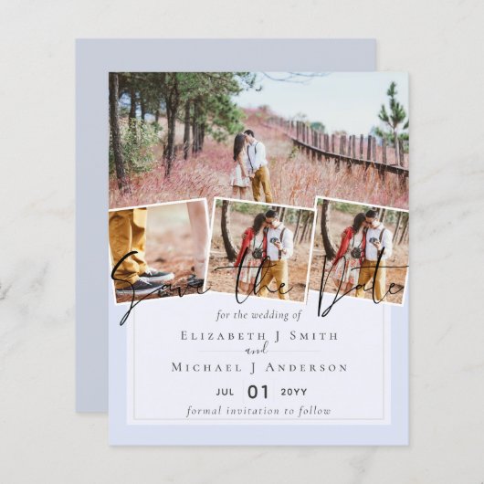 Maak eigen moderne save the date trouwkaarten (Voorkant / Achterkant)