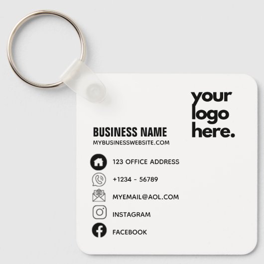 Maak Eigen QR Code Zakelijk Logo Social Media ID Sleutelhanger (Voorkant)