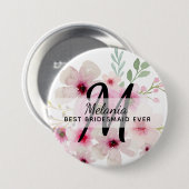 Maak eigen ROZE BLOZEN FLORALE BOHO BruidsfeestCad Ronde Button 7,6 Cm (Voorkant /achterkant)