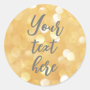 maak eigen stickertekst gouden glans glitter ronde sticker