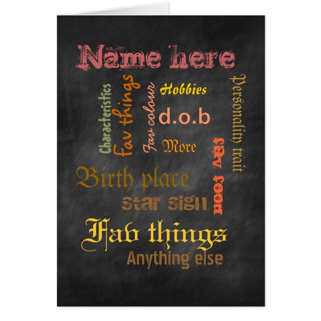 Maak eigen woordwolkkaart - krijtbord oranje (Voorkant)