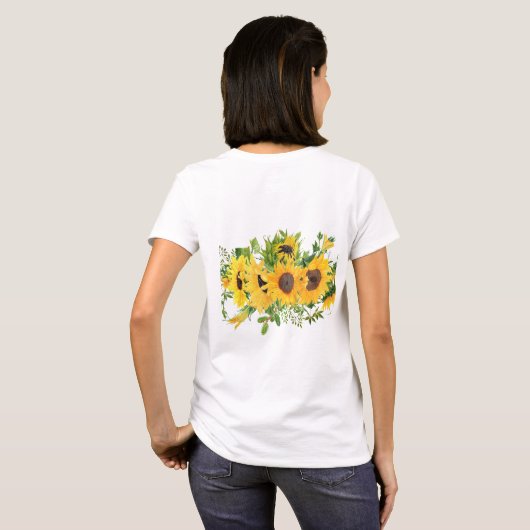 Maak Eigen Zonnebloem Bruidsfeest Cadeaus TOEVOEGE T-shirt (Achterkant volledig)