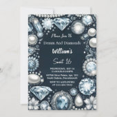 Maak Elegant Gem Bling Denim en Diamonds Sweet 16 Kaart (Voorkant)