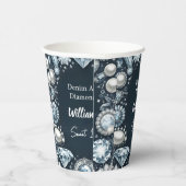 Maak Elegant Gem Bling Denim en Diamonds Sweet 16 Papieren Bekers (Rechts)