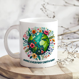 Maak elke dag Aarde Dag Bloemenplaneet Koffiemok