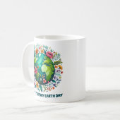 Maak elke dag Aarde Dag Bloemenplaneet Koffiemok (Voorkant links)
