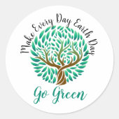 Maak elke dag aardedag milieuvriendelijk ronde sticker (Voorkant)