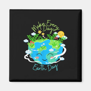 Maak elke dag Earth Day Schattige Funny Smiling Pl Magneet