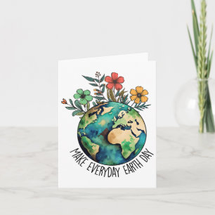 Maak elke dag Earth Day Wilde bloem Red de Planeet Kaart