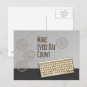 Maak elke dag een donkergrijs getal briefkaart (Voorkant / Achterkant)