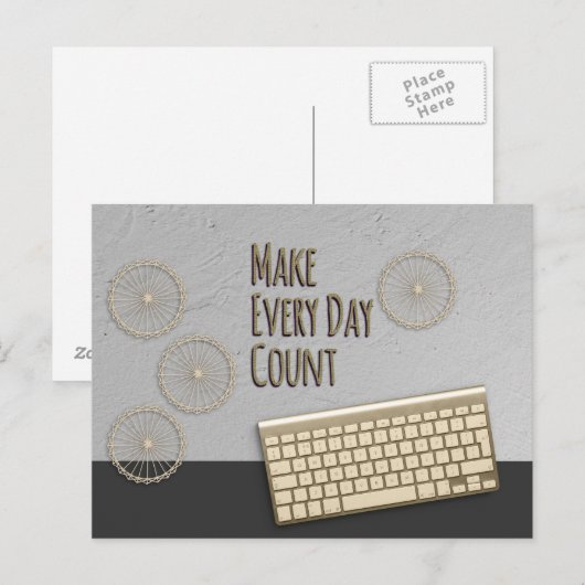 Maak elke dag een donkergrijs getal briefkaart (Voorkant / Achterkant)