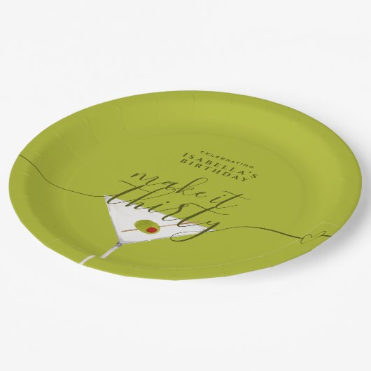 Maak er dertig groene Martini 30e verjaardagsfeest Papieren Bordje (Gekanteld)