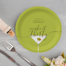 Maak er dertig groene Martini 30e verjaardagsfeest Papieren Bordje