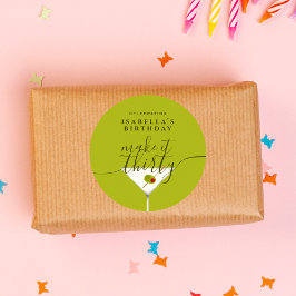 Maak er dertig groene Martini 30e verjaardagsfeest Ronde Sticker