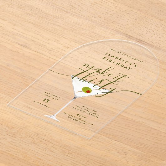 Maak er dertig Martini 30e verjaardagsfeest van Acryl Uitnodigingen (Laagn)