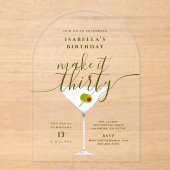 Maak er dertig Martini 30e verjaardagsfeest van Acryl Uitnodigingen (Voorkant)