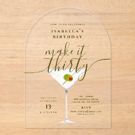 Maak er dertig Martini 30e verjaardagsfeest van Acryl Uitnodigingen