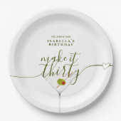 Maak er dertig Martini 30e verjaardagsfeest van Papieren Bordje (Voorkant)