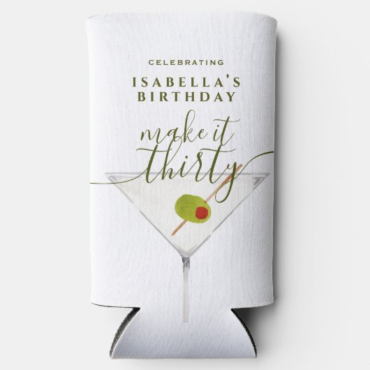 Maak er dertig Martini 30e verjaardagsfeest van Seltzer Blikjeskoeler (Voorkant)