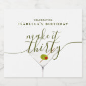 Maak er dertig Martini 30e verjaardagsfeest van Sparkling Wijnetiket (Enkel label)