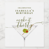Maak er dertig Martini 30e verjaardagsfeest van Wijn Etiket (Enkel label)