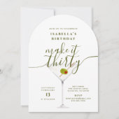 Maak er dertig witte martini 30e verjaardagsfeest kaart (Voorkant)