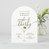 Maak er dertig witte martini 30e verjaardagsfeest kaart (Staand voorkant)