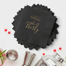 Maak er dertig zwarte martini 30e verjaardag van folie servetten