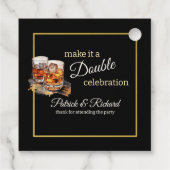 Maak er een Double Celebration Black Whiskey Glass Bedankjes Labels (Achterkant)